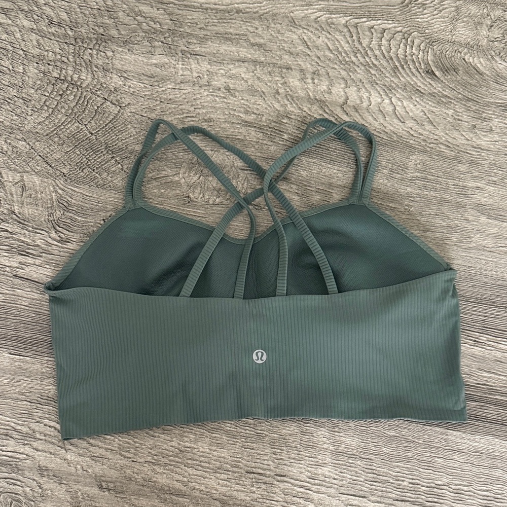 lululemon athletica Woman’s Forest Green Strappy Sports Bra sz 12